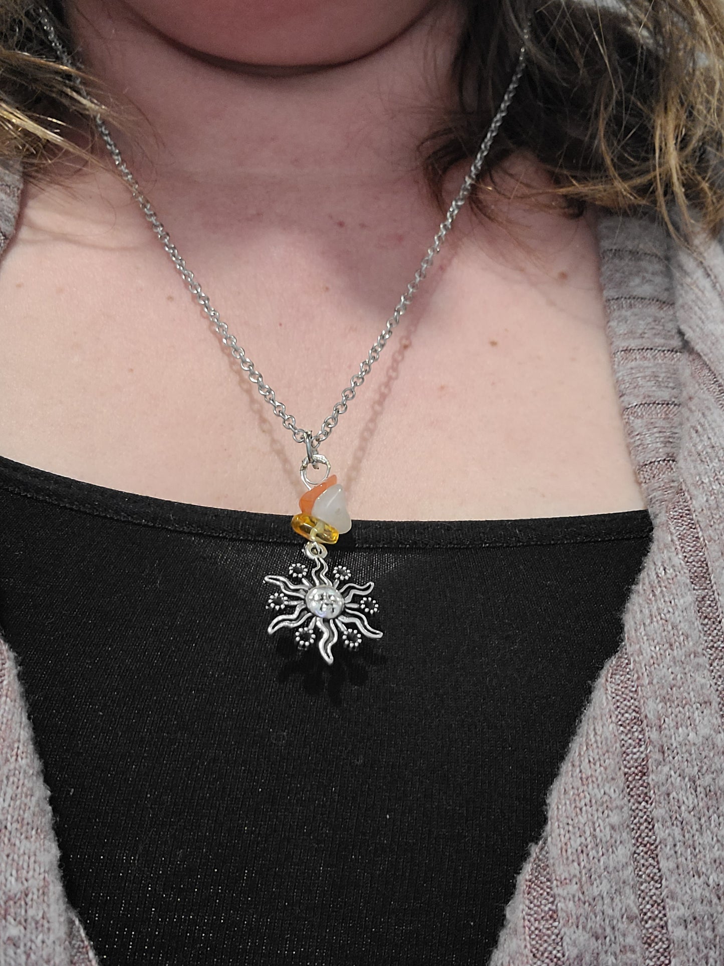 Sun with natural stones Necklace