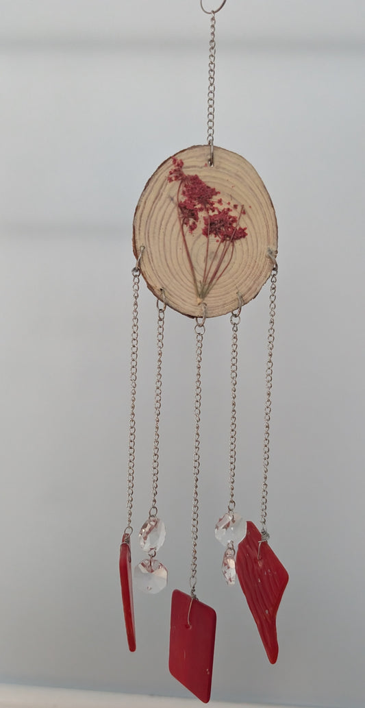 Flower and sea glass wind art chime