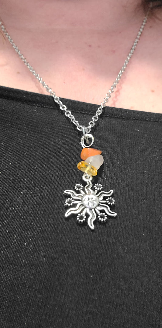 Sun with natural stones Necklace